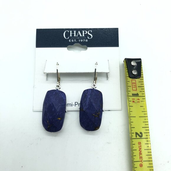 Chaps Semi-Precious Stone Blue Dangle Earrings - Picture 2 of 2